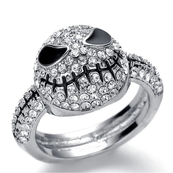 Nightmare Before Christmas Jack Skellington Skull Rhinestone Ring - Picture 1 of 6